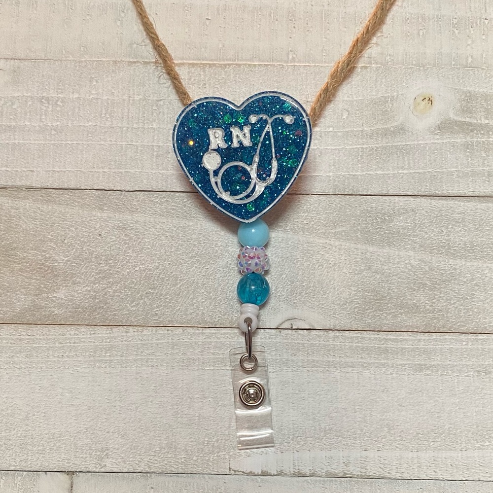 Heart RN Stethoscope Badge Reel